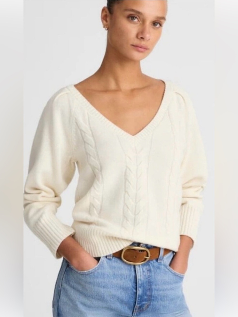 Madewell V-Neck Pullover Sweater in Merino Wool M